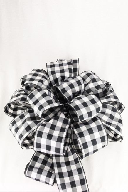 Wired Polyester Large Buffalo Check Bow Black