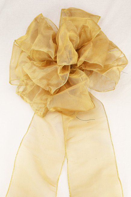 Wired Metallic Sheer Bow Antique Gold