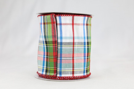 Squire #002 with Red Edge 4" 10yd Wired Classic Christmas Plaids