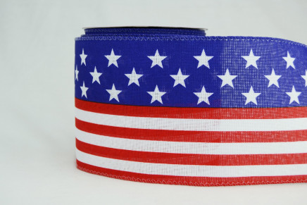 Wired American Flag Solid Ribbon Red, White & Blue