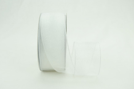 Wired Sheer Organza Ribbon White