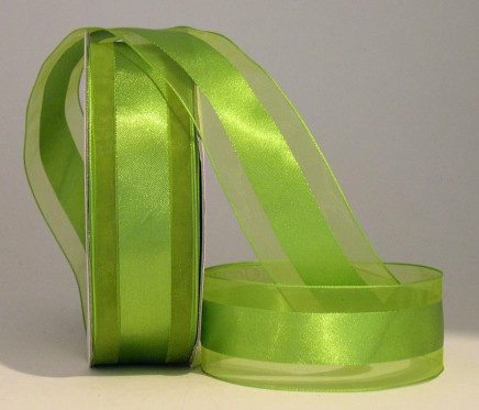 Satinesque Sheer Organza Ribbon with Satin Center New Chartreuse