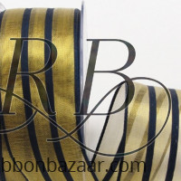 Wired Metallic Sheer Navy & Gold Stripes