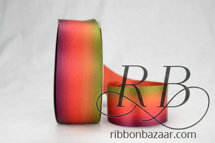 Wired Ombre Double Faced Satin Ribbon Maroon Moss