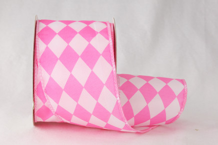 Wired Polyester Diamond Pattern Pink / White