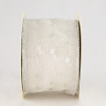 Wired Sheer Ribbon with Metallic Dots Off White / Silver