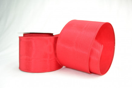 Red with Same Edge 6" 10yd Wired Bengaline Moire Ribbon