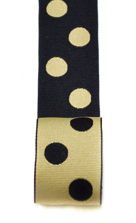 Reversible Grosgrain Polka Dots Black Taupe