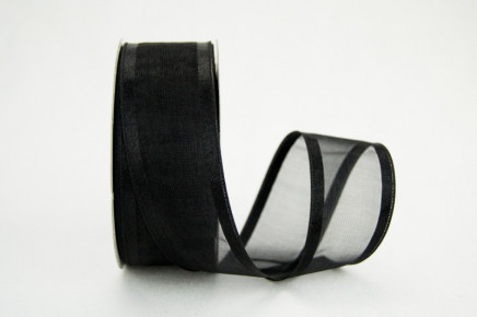 Wired Satin Edge Organza Black