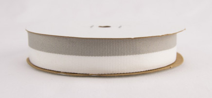 Bi Stripe Grosgrain Ribbon Gray & White