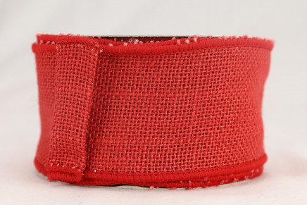 Wired Jute Burlap Ribbon Red