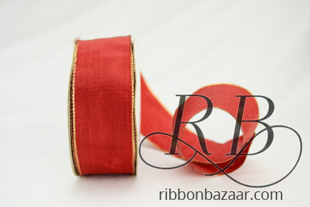 Wired Metallic Taffeta Ribbon Red/Red