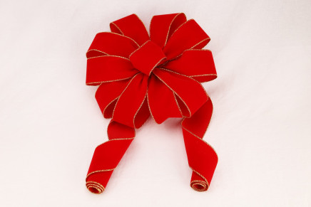 Red with Gold Edge 2-1/2" 12" 1lr 30" 1pc Waterproof Wired Velvet Bow