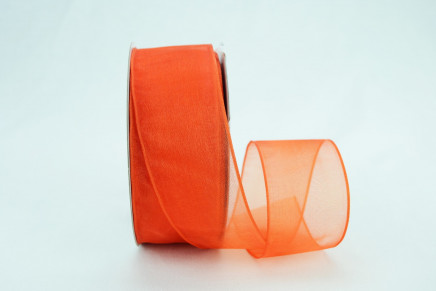 Wired Sheer Organza Ribbon Orange