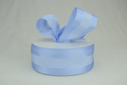 Center Striped Mini Check with Satin Edge Blue