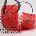 Jute Burlap Ribbon with Frayed Edge Red