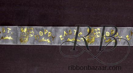 Happy Easter Sheer Organza White (Gold Text)