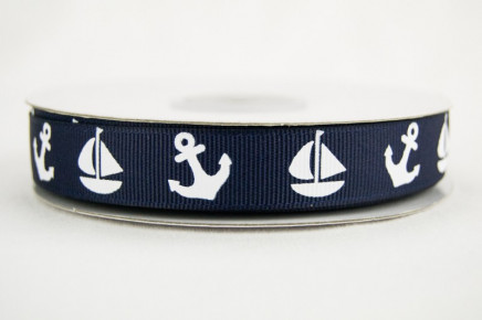 Grosgrain Boat & Anchor Print Navy