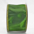 Wired Taffeta Ribbon Moss (Gold Edge)
