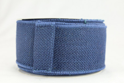 Wired Jute Burlap Ribbon Navy