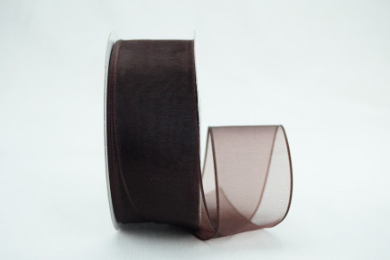 Wired Sheer Organza Ribbon Black Coffee