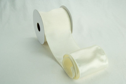 Wired Shantung Taffeta Satin Back Ribbon Ivory