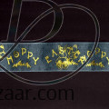Happy Easter Sheer Organza Light Blue (Gold Text)