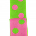 Reversible Grosgrain Polka Dots Green Pink