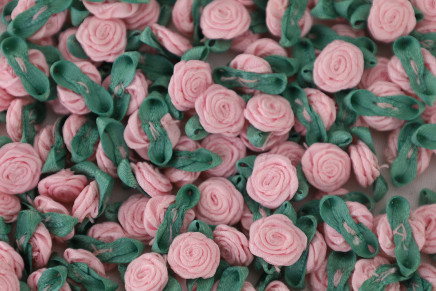 Satin Ribbon Mini Flowers Pink/Sage