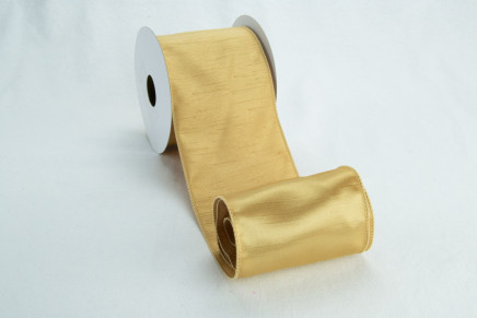 Wired Shantung Taffeta Satin Back Ribbon Gold