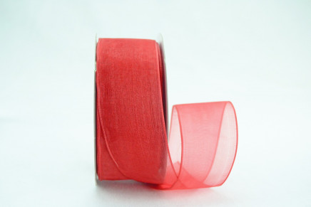 Wired Sheer Organza Ribbon Red