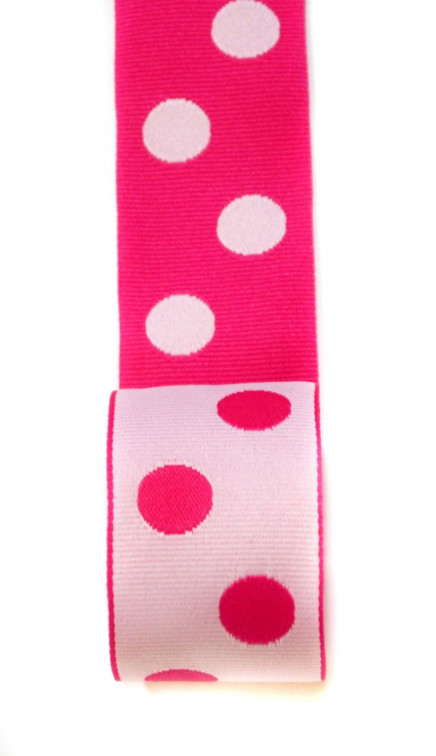 Reversible Grosgrain Polka Dots Pink White