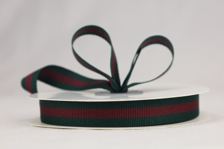 Traditional Grosgrain Christmas Stripes Hunter & Burgundy