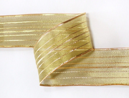 Wired Pinstriped Sheer Metallic Gold