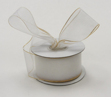 Metallic Edge Organza White