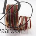 Wired Sheer Taffeta with Metallic Shadow Stripes Burgundy / Brown