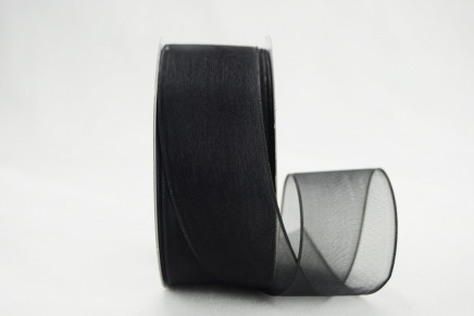 Wired Sheer Organza Ribbon Black