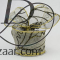 Wired Sheer Embroidered Ribbon with Gold Trim