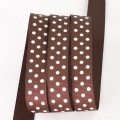 Grosgrain Aspirin Dots Ribbon Brown / White