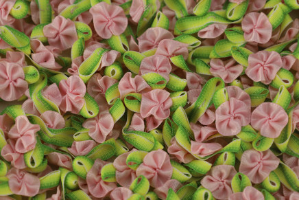 Satin Ribbon Mini Flowers Pink./Lime