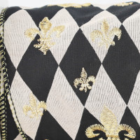 Gold Embroidered Fleur de Lis Design with Argyle Checkered Pattern