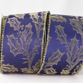 Wired Holly Berry Jacquard Ribbon Purple / Gold