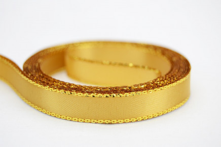 Double Faced Satin with Metallic Edge Gold