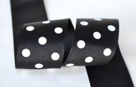 Grosgrain Polka Dots Black