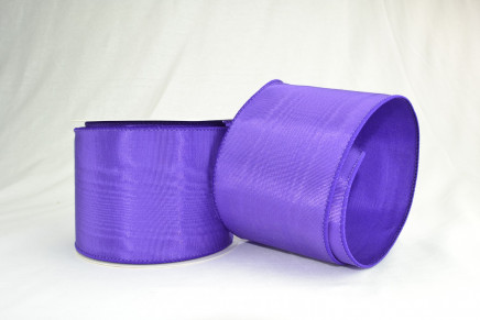 Purple with Same Edge 6" 10yd Wired Bengaline Moire Ribbon