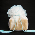 Sheer Organza Wrap with Tassel White (Light Blue Edge)