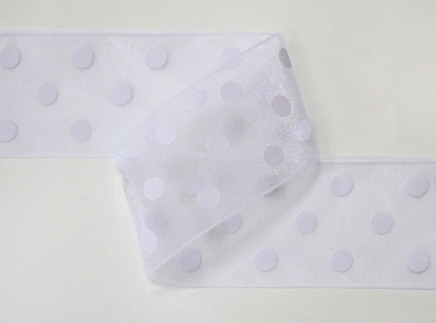 Sheer Organza Polka Dots White