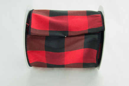 Wired Polyester Large Buffalo Check Black & Red