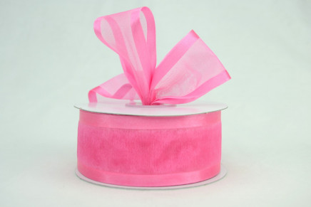 Satin Edge Sheer Organza Hot Pink