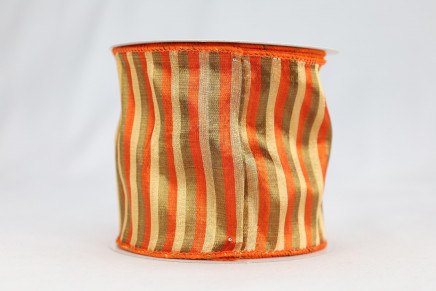 Wired Horizontal Striped Ribbon Orange